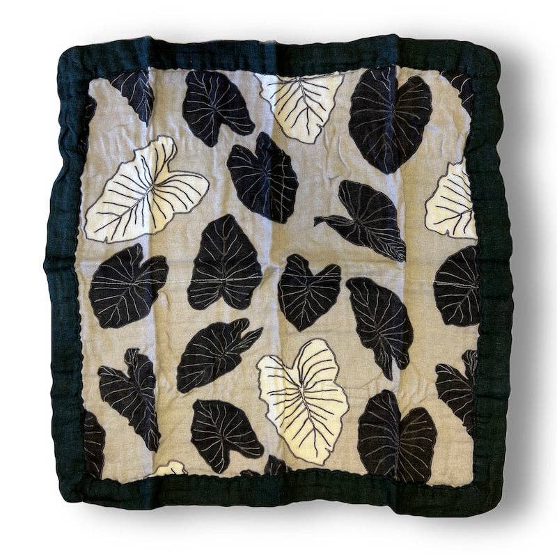 Hawaiian Black Kalo Bamboo Muslin Security Blanket - The Keiki Dept