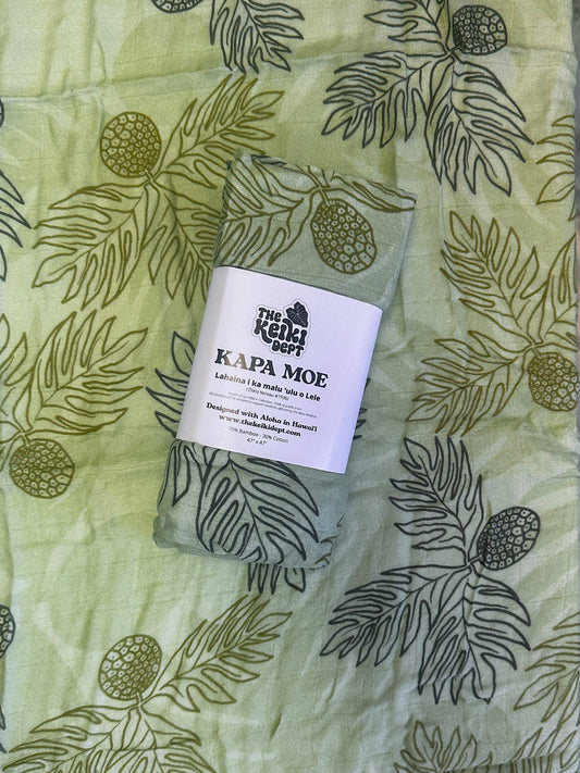 Hawaiian Maui Green Ulu o Lele Muslin Swaddle Blanket - The Keiki Dept